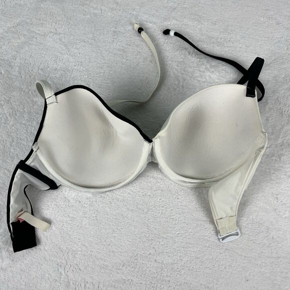 Victoria Secret Swim Bikini Top 36DD Fabulous Black White Colorblock Vintage - Picture 3 of 7